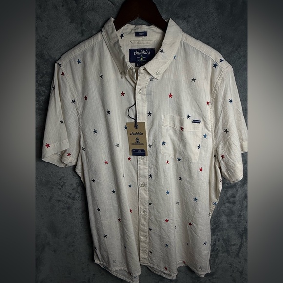 Chubbies White Shirt with Red and Blue Star Print - Picture 4 of 7